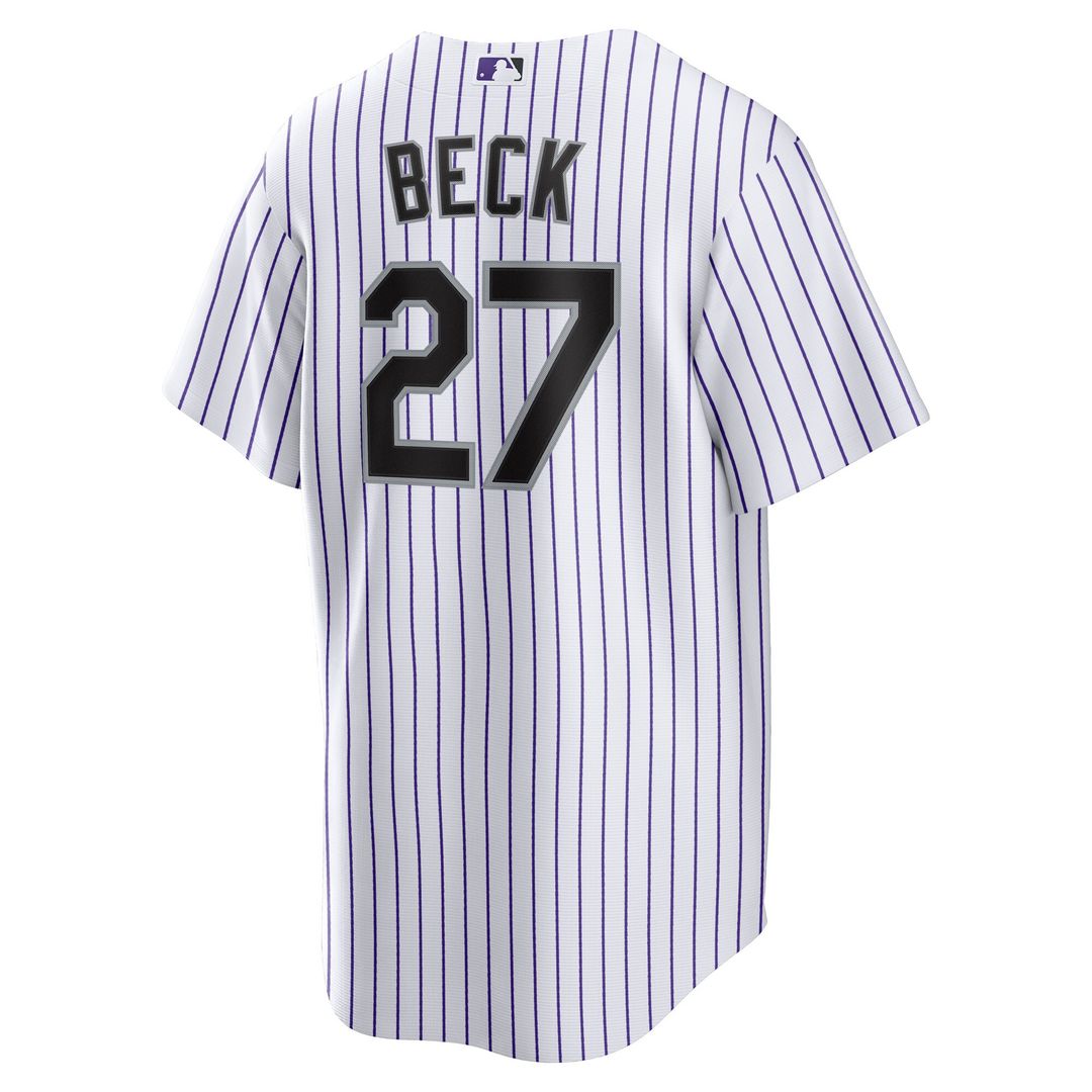 Colorado Rockies Jordan Beck Nike Home Replica Jersey - White MLB Team Jersey Baseball Fan Apparel