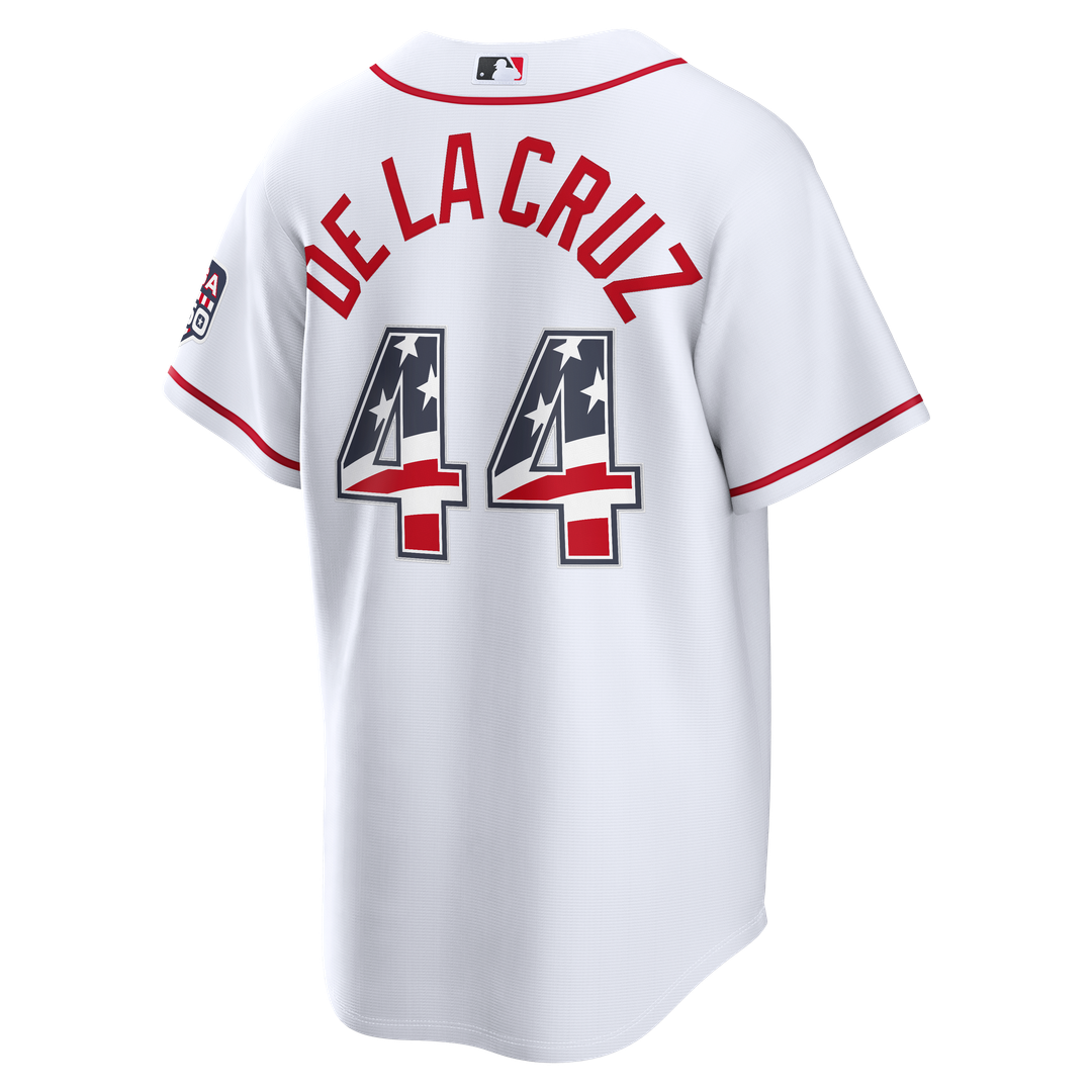 Cincinnati Reds Elly De La Cruz Nike USA 250 Fourth of July Home Stadium Jersey - White MLB Team Jersey Baseball Fan Apparel