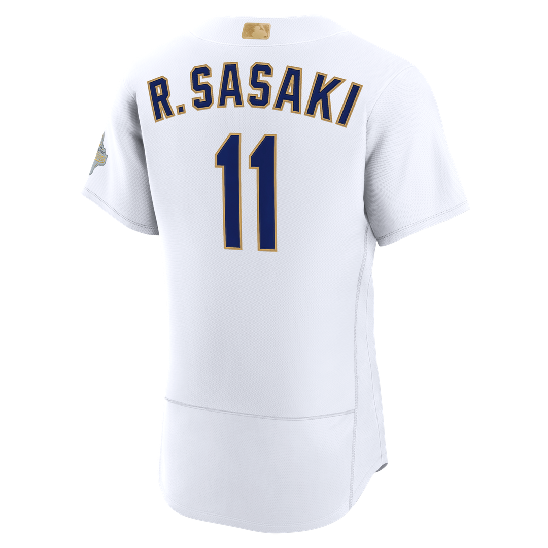 Los Angeles Dodgers Roki Sasaki Nike 2026 Gold Collection Authentic Jersey - White MLB Team Jersey Baseball Fan Apparel