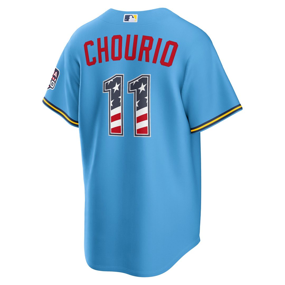 Milwaukee Brewers Jackson Chourio Nike USA 250 Fourth of July Road Stadium Jersey - Light Blue MLB Team Jersey Baseball Fan Apparel