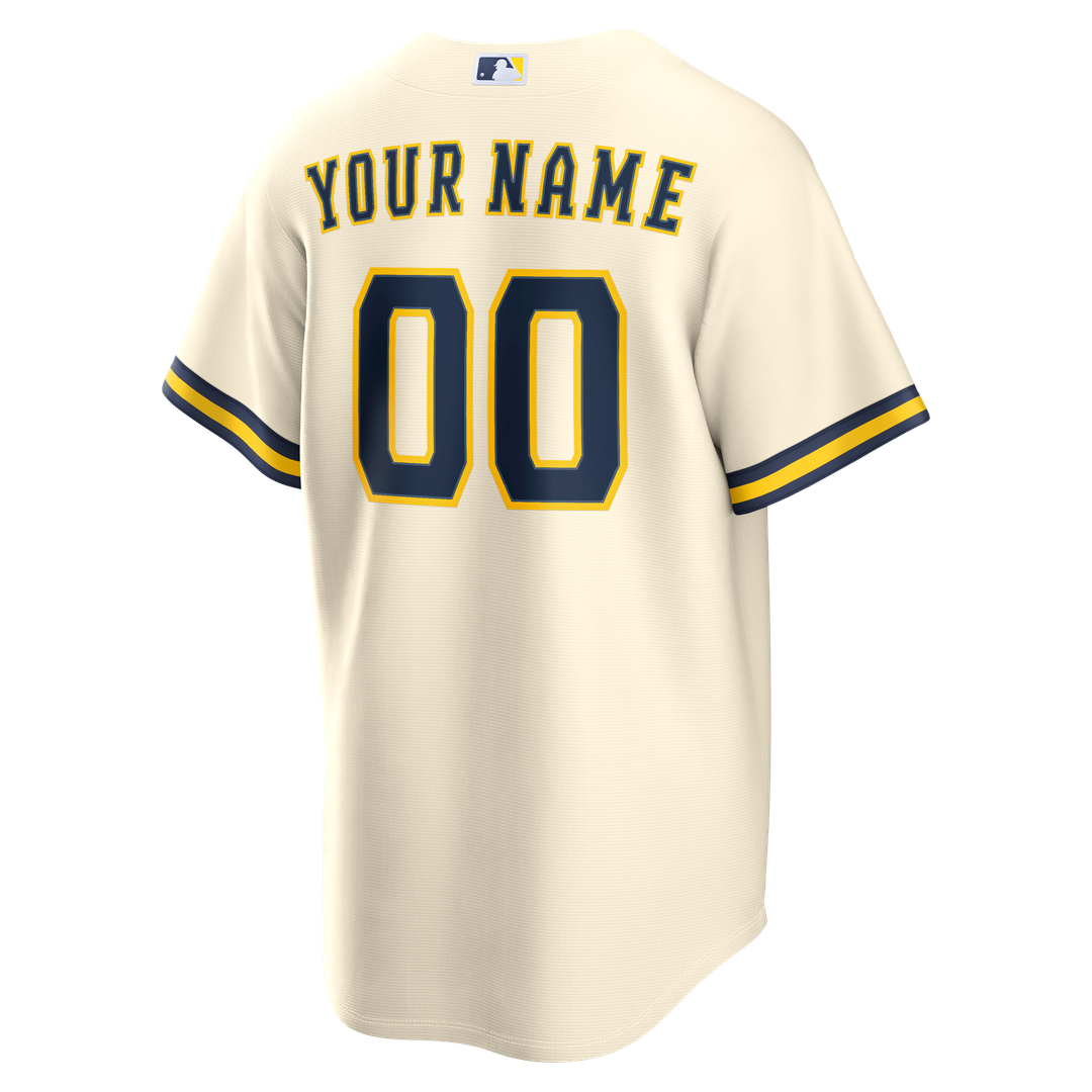 Milwaukee Brewers Nike Home Replica Custom Jersey - Cream MLB Team Jersey Baseball Fan Apparel