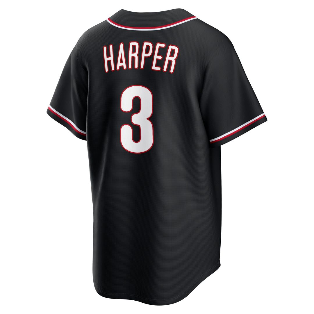 Philadelphia Phillies Bryce Harper Nike Fashion Replica Black Out Jersey MLB Team Jersey Baseball Fan Apparel