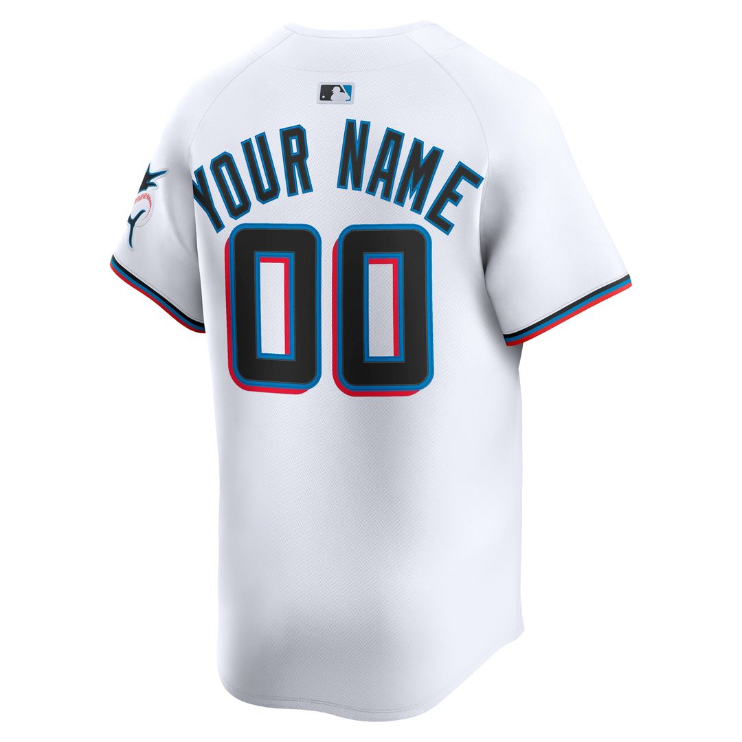 Miami Marlins Nike Home Limited Custom Jersey - White MLB Team Jersey Baseball Fan Apparel