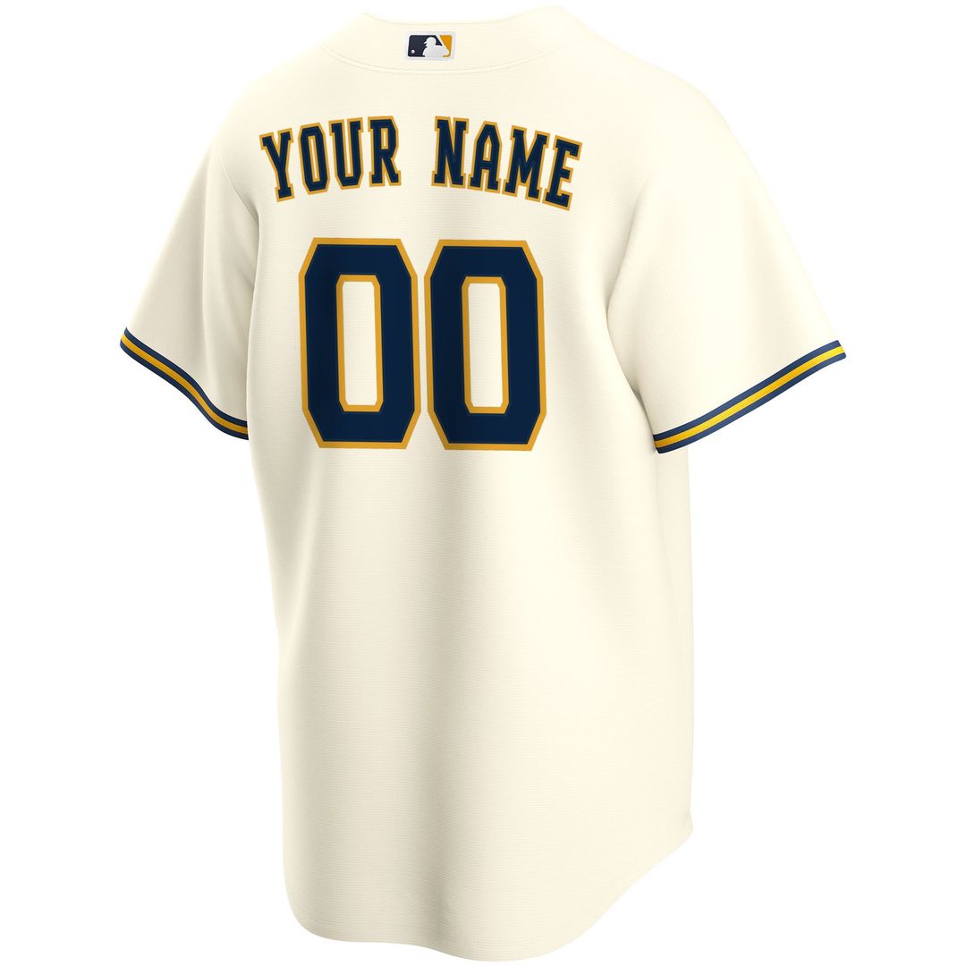 Milwaukee Brewers Nike Home Replica Custom Jersey - Cream MLB Team Jersey Baseball Fan Apparel