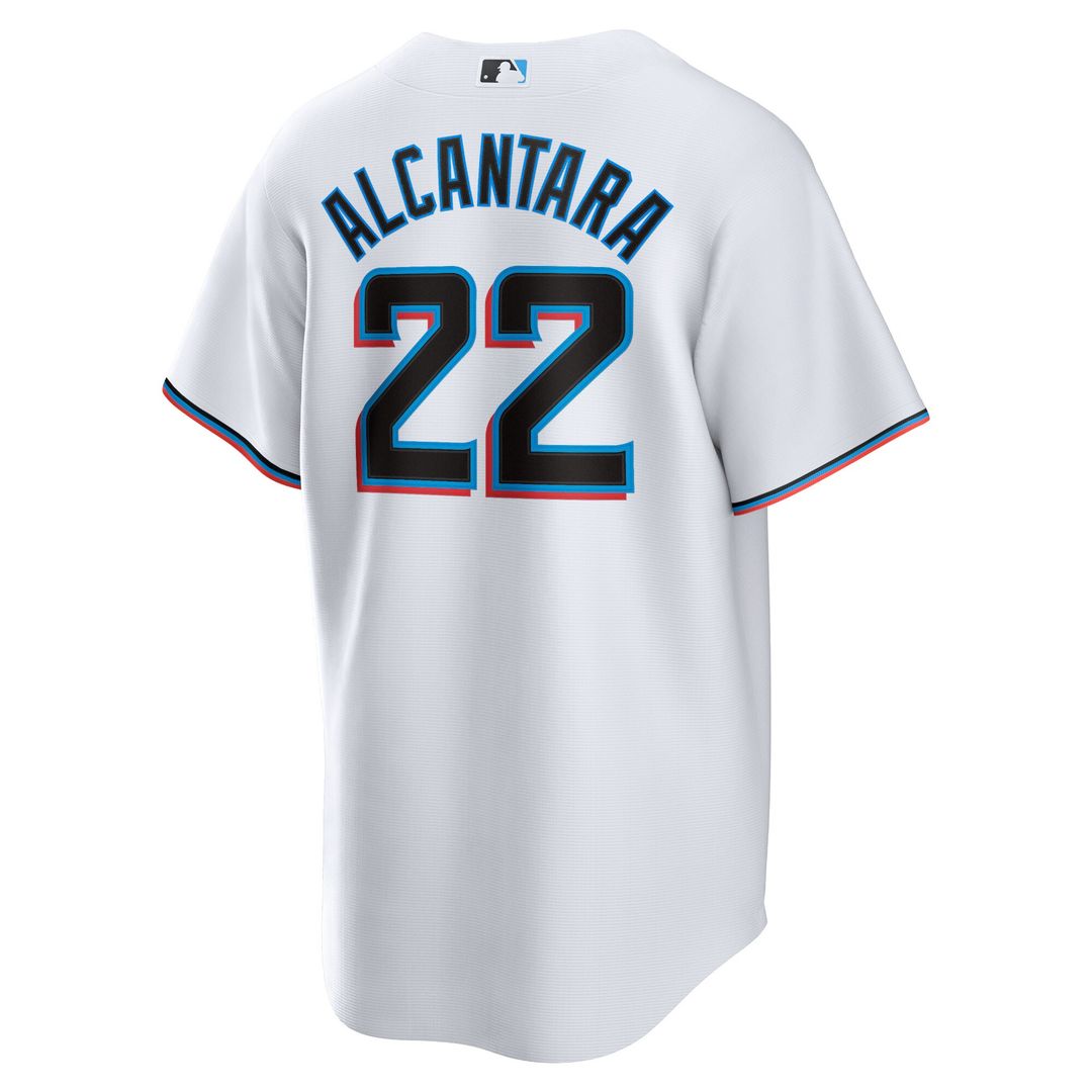 Miami Marlins Sandy Alcantara Nike Replica Player Jersey - White MLB Team Jersey Baseball Fan Apparel