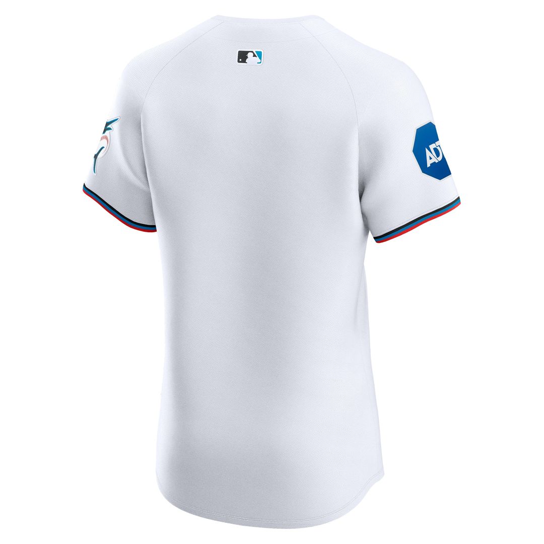 Miami Marlins Nike Home Elite Patch Jersey - White MLB Team Jersey Baseball Fan Apparel