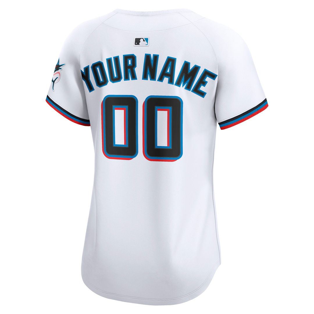 Miami Marlins Nike Women's Home Limited Custom Jersey - White MLB Team Jersey Baseball Fan Apparel