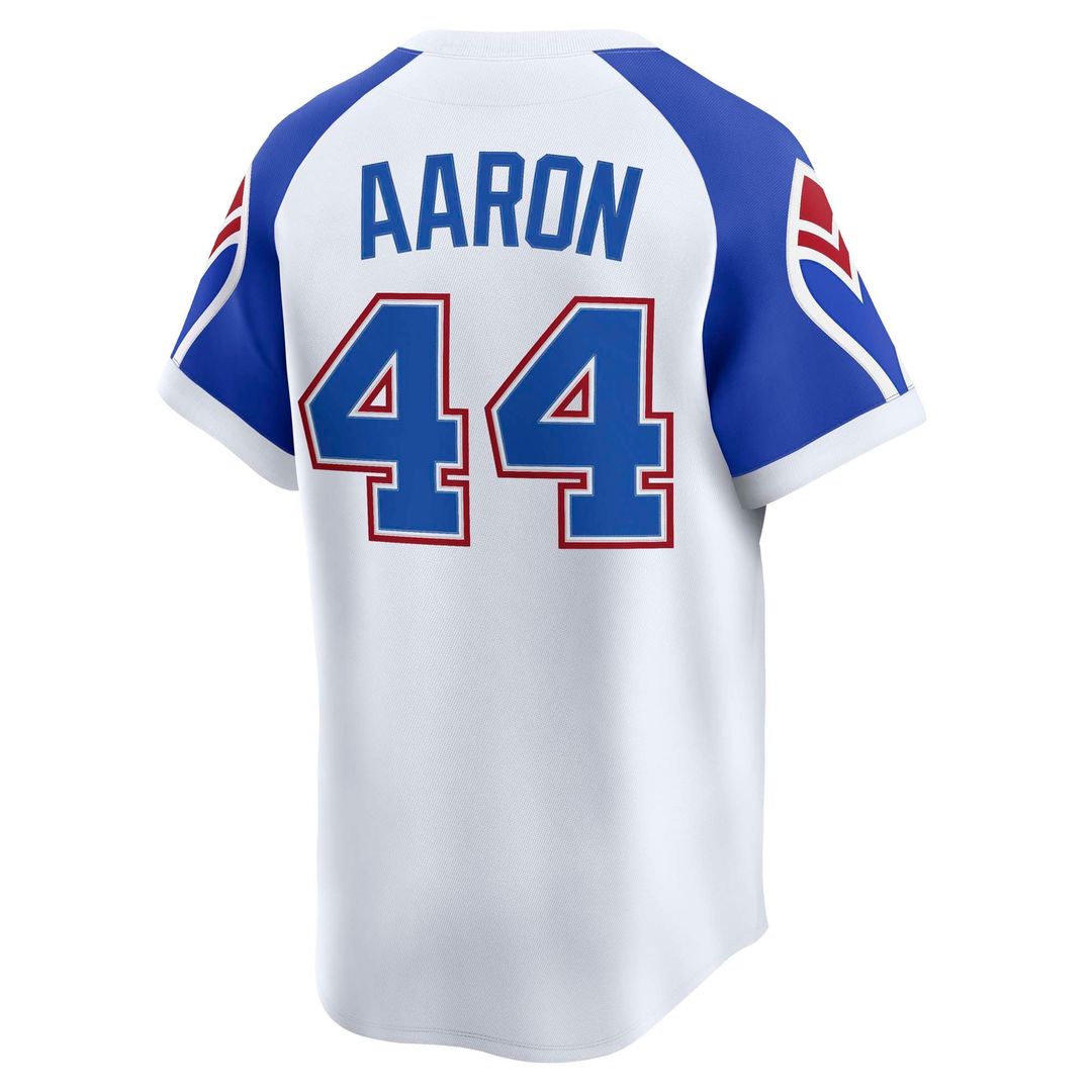 Atlanta Braves Hank Aaron Nike Throwback Cooperstown Limited Jersey - White MLB Team Jersey Baseball Fan Apparel