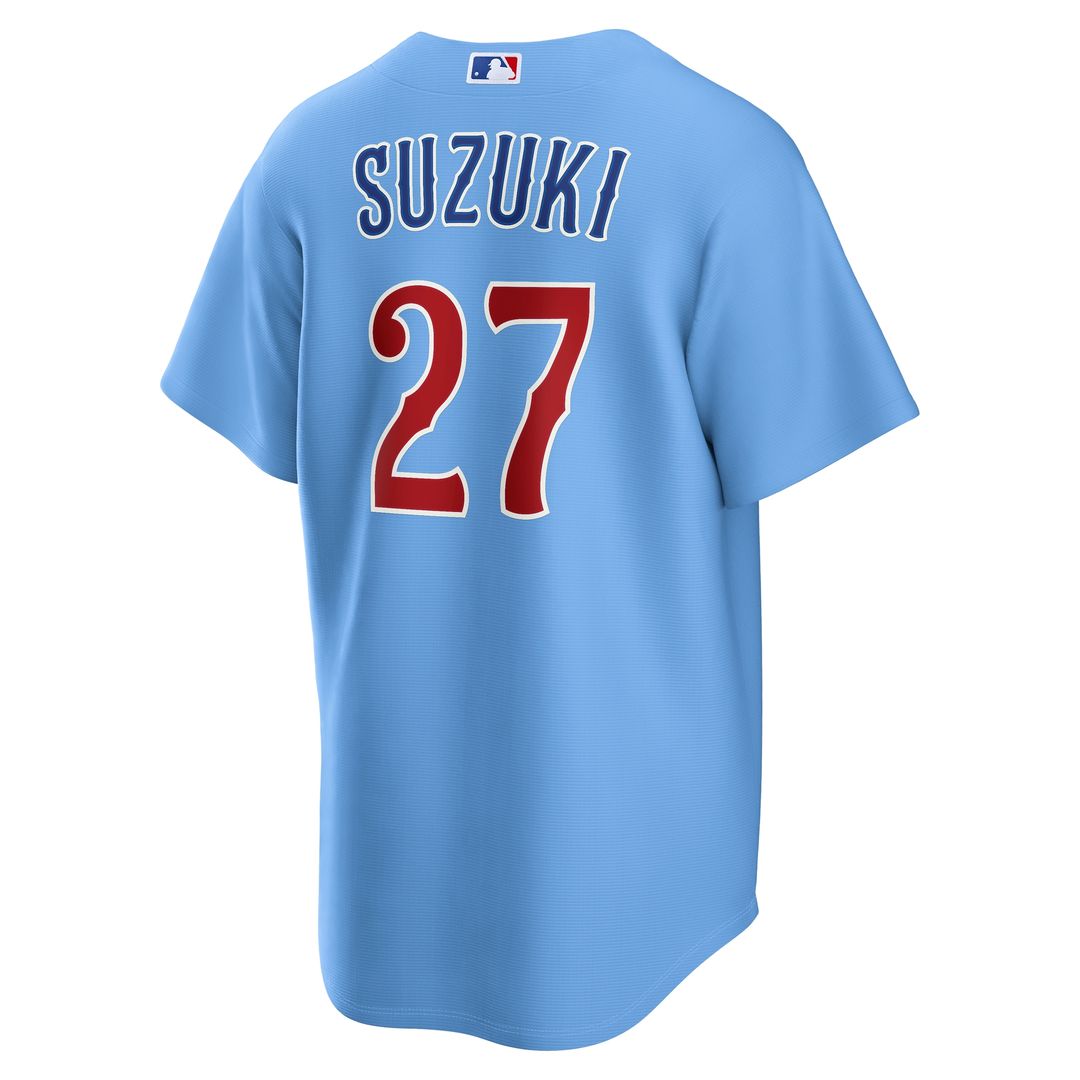 Chicago Cubs Seiya Suzuki Nike Alternate Replica Jersey - Light Blue MLB Team Jersey Baseball Fan Apparel