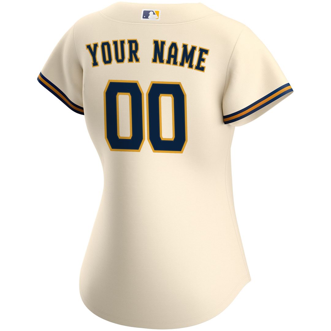 Milwaukee Brewers Nike Women's Home Replica Custom Jersey - Cream MLB Team Jersey Baseball Fan Apparel