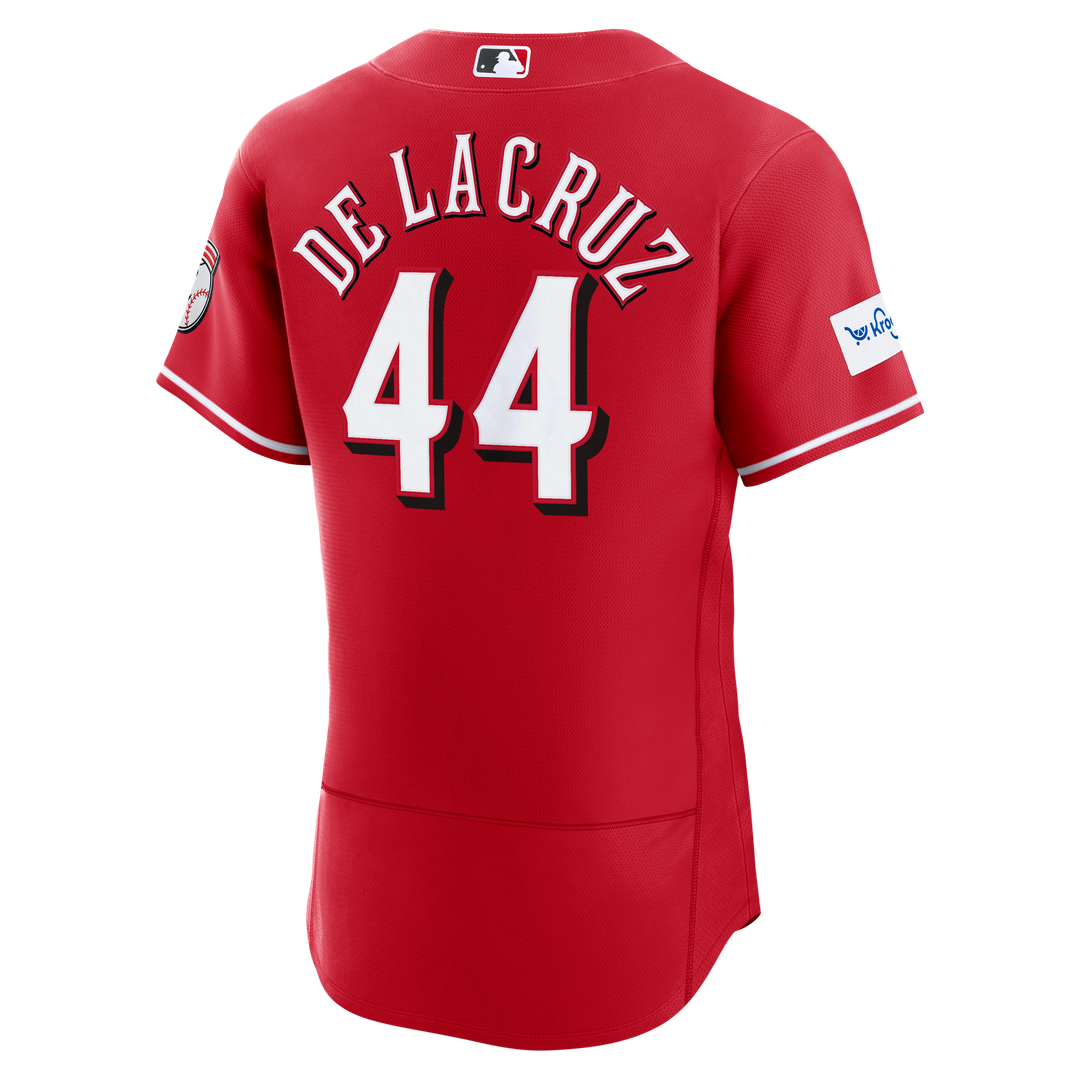 Cincinnati Reds Elly De La Cruz Nike Home Authentic Sponsor Patch Jersey - White MLB Team Jersey Baseball Fan Apparel