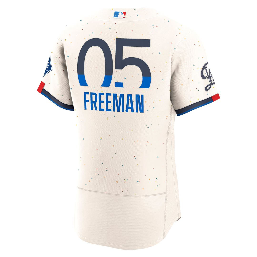 Los Angeles Dodgers Freddie Freeman Nike City Connect Authentic Sponsor Patch Jersey - Cream MLB Team Jersey Baseball Fan Apparel