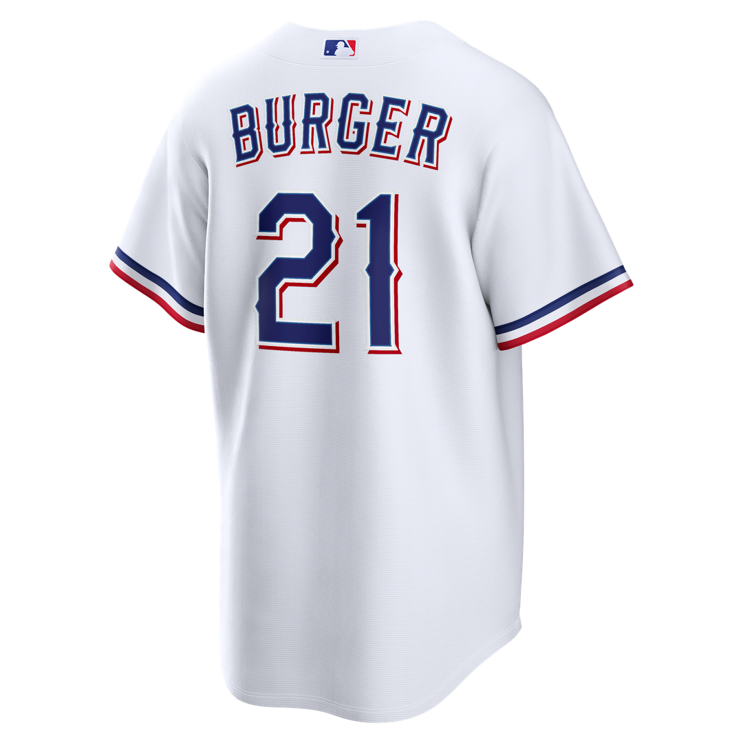 Texas Rangers Jake Burger Nike Home Replica Jersey - White MLB Team Jersey Baseball Fan Apparel