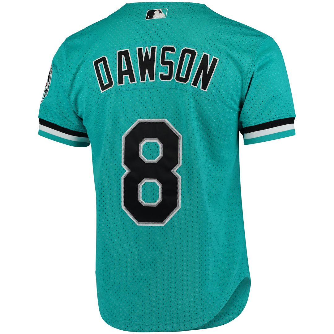 Andre Dawson Florida Marlins Mitchell & Ness Cooperstown Mesh Batting Practice Button - Up Jersey - Teal MLB Team Jersey Baseball Fan Apparel