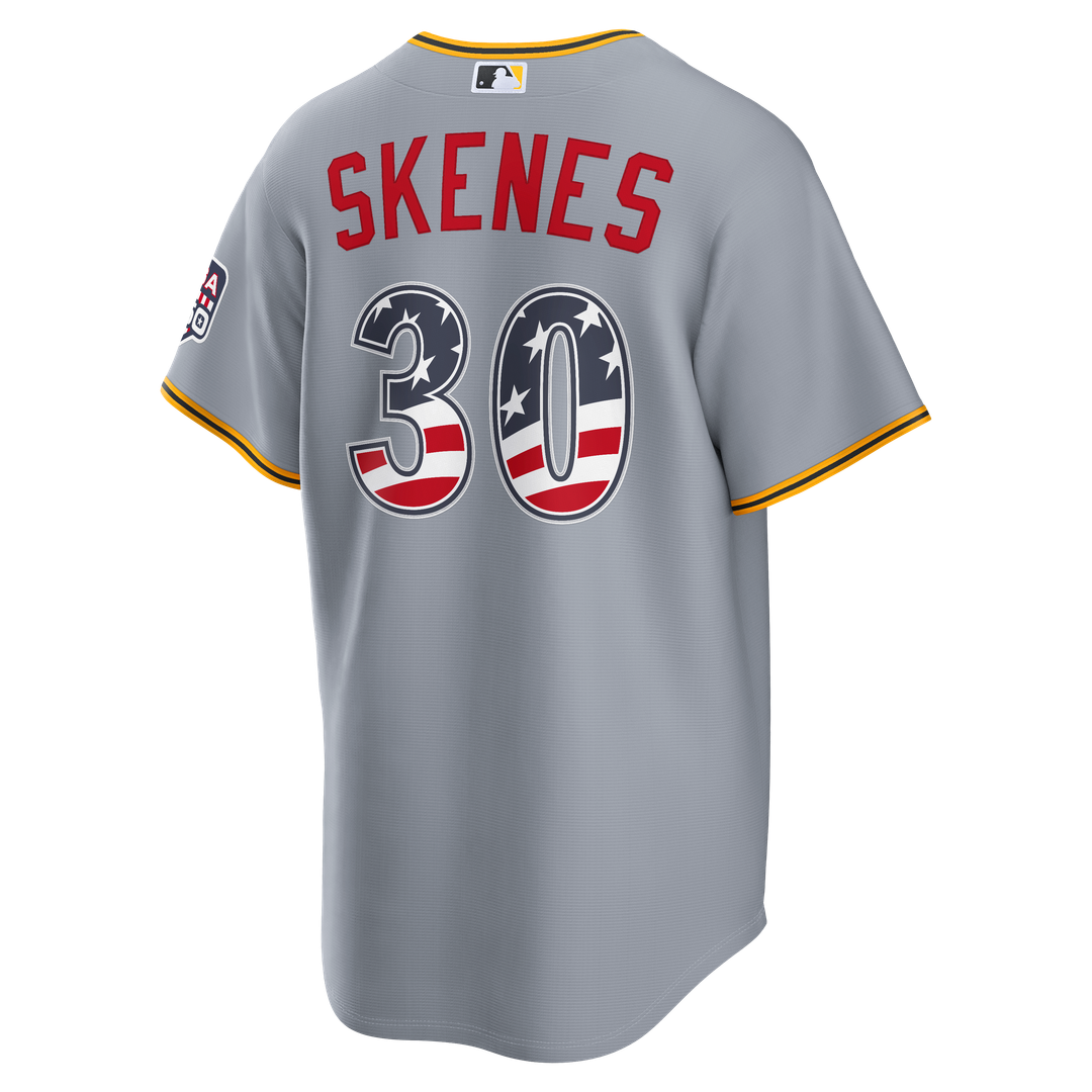 Pittsburgh Pirates Paul Skenes Nike USA 250 Fourth of July Road Stadium Jersey - Gray MLB Team Jersey Baseball Fan Apparel