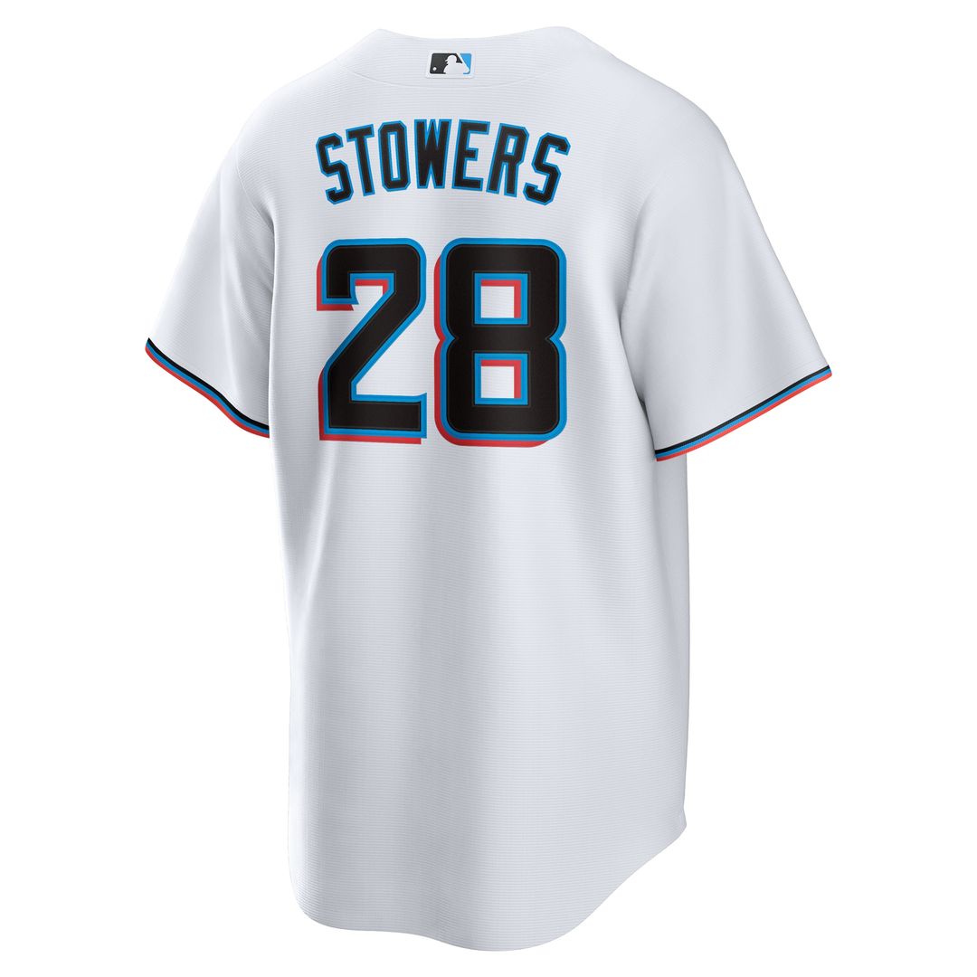 Miami Marlins Kyle Stowers Nike Home Replica Jersey - White MLB Team Jersey Baseball Fan Apparel