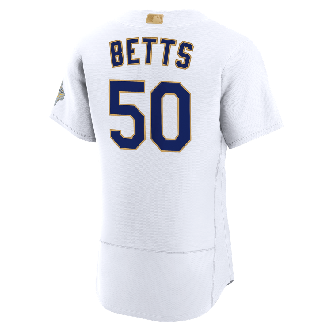 Los Angeles Dodgers Mookie Betts Nike 2026 Gold Collection Authentic Jersey - White MLB Team Jersey Baseball Fan Apparel