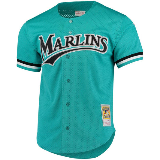 Andre Dawson Florida Marlins Mitchell & Ness Cooperstown Mesh Batting Practice Button - Up Jersey - Teal MLB Team Jersey Baseball Fan Apparel