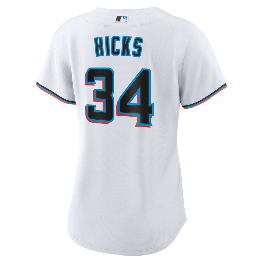 Miami Marlins Liam Hicks Nike Women's Home Replica Jersey - White MLB Team Jersey Baseball Fan Apparel