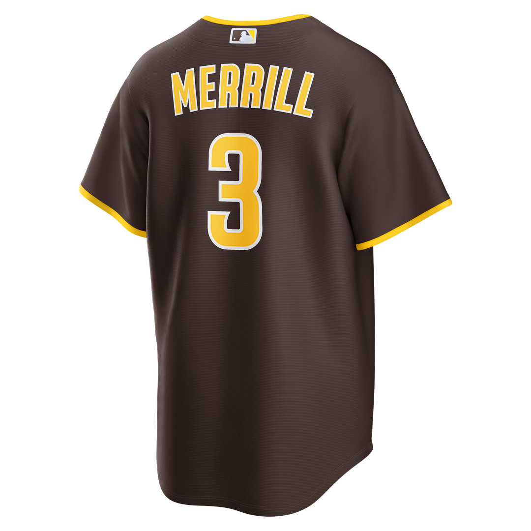 San Diego Padres Jackson Merrill Nike Road Replica Jersey - Brown MLB Team Jersey Baseball Fan Apparel