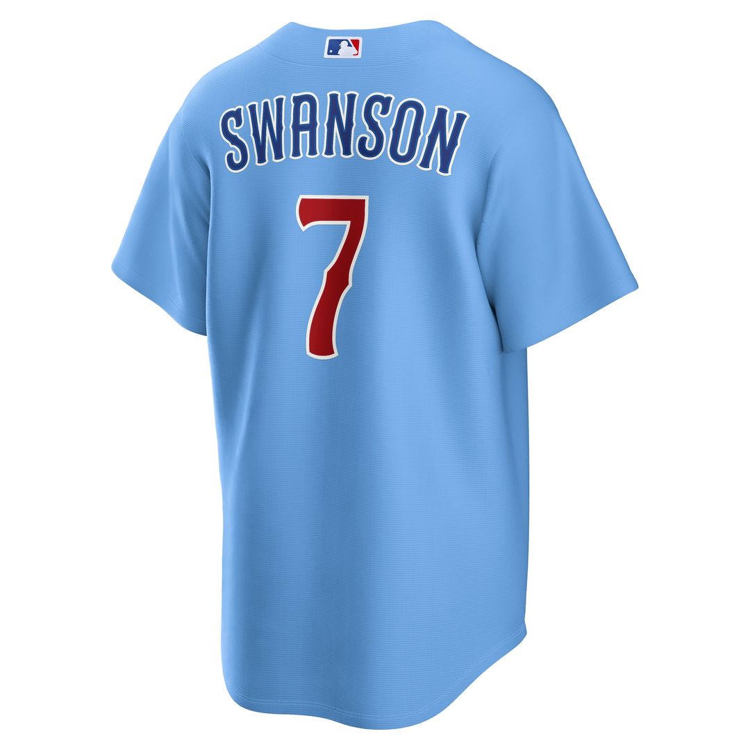 Chicago Cubs Dansby Swanson Nike Alternate Replica Jersey - Light Blue MLB Team Jersey Baseball Fan Apparel