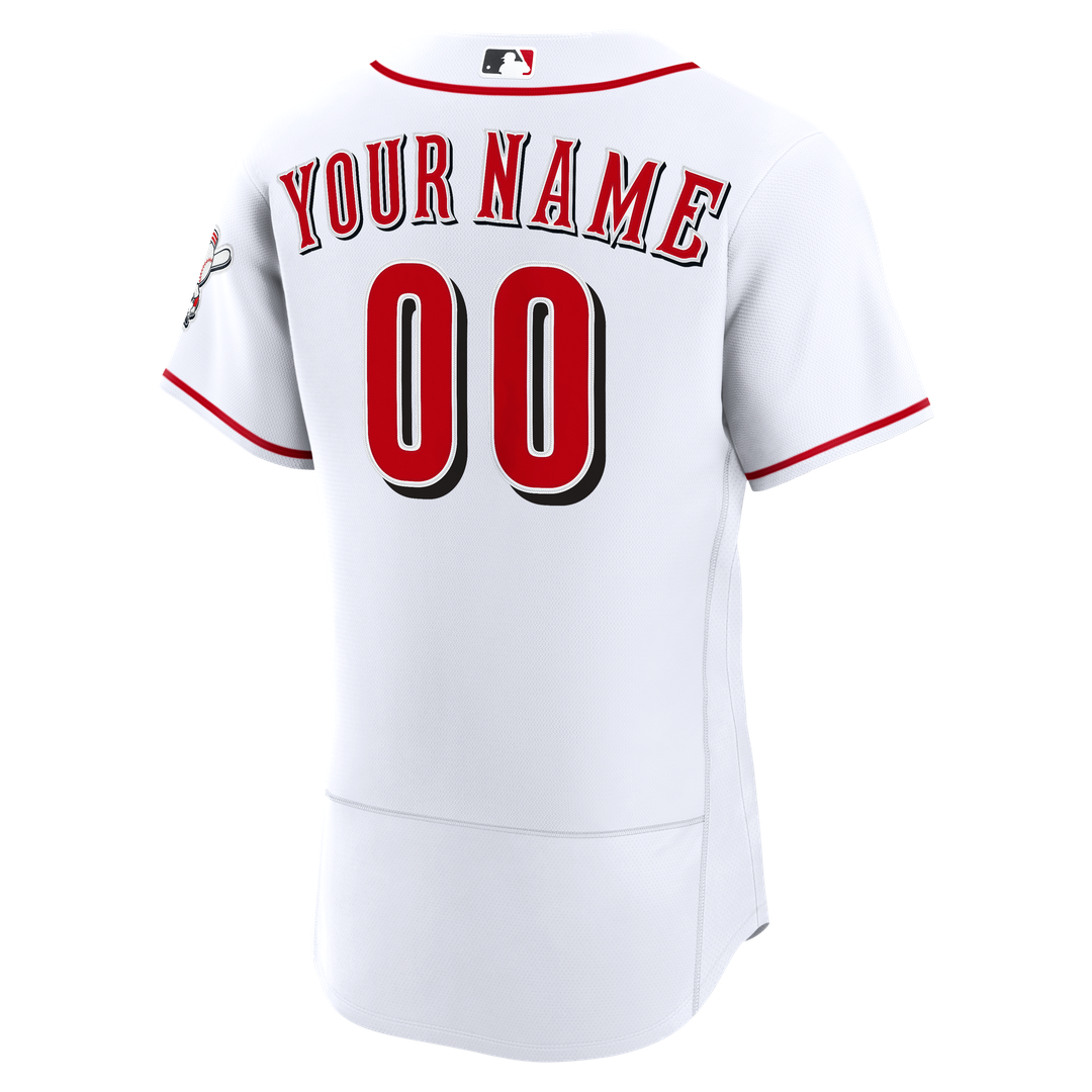 Cincinnati Reds Nike Home Authentic Custom Jersey - White MLB Team Jersey Baseball Fan Apparel