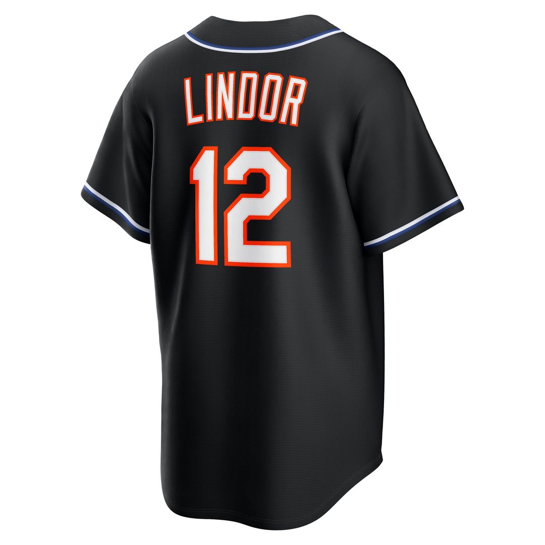 New York Mets Francisco Lindor Nike Fashion Replica Black Out Jersey MLB Team Jersey Baseball Fan Apparel