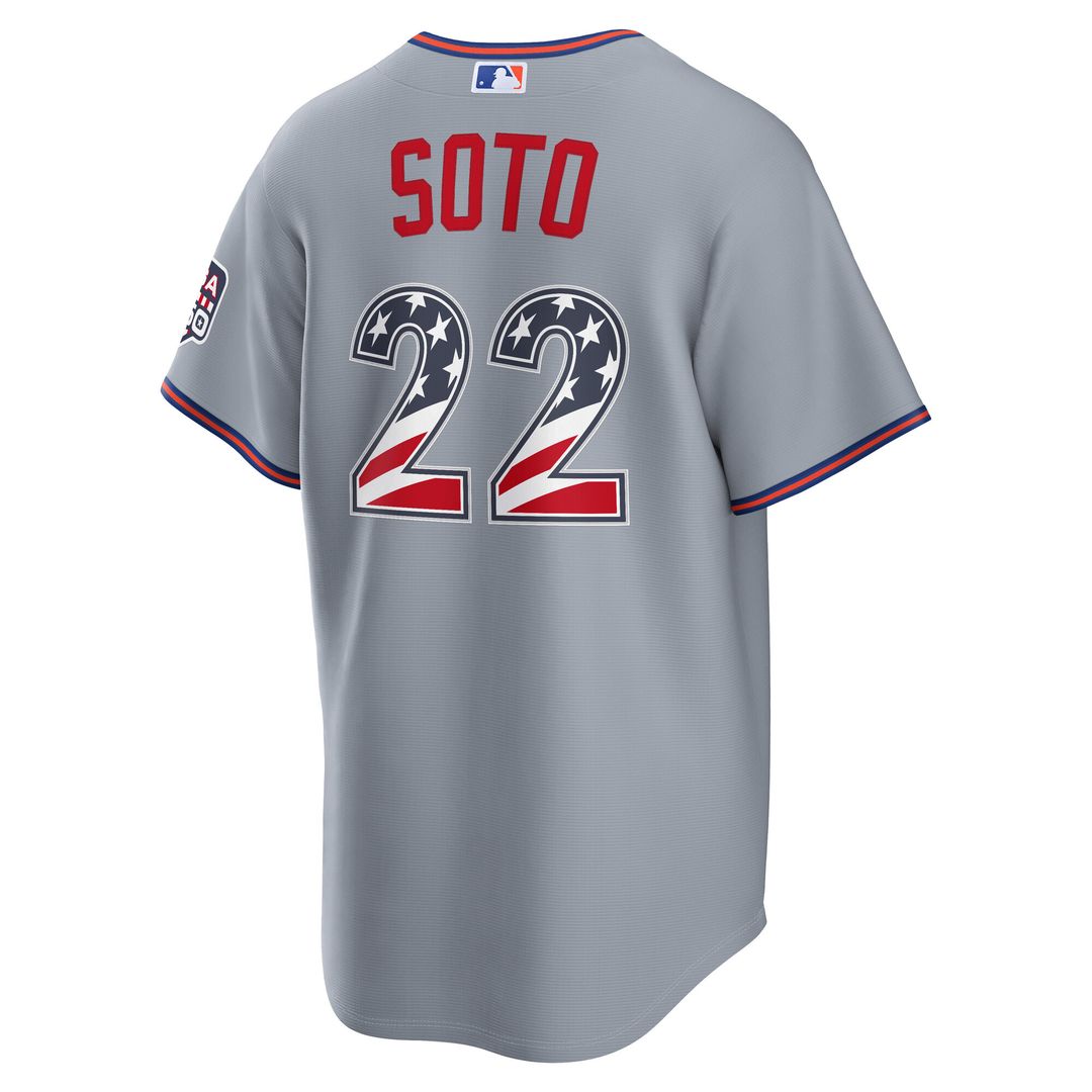New York Mets Juan Soto Nike USA 250 Fourth of July Road Stadium Jersey - Gray MLB Team Jersey Baseball Fan Apparel