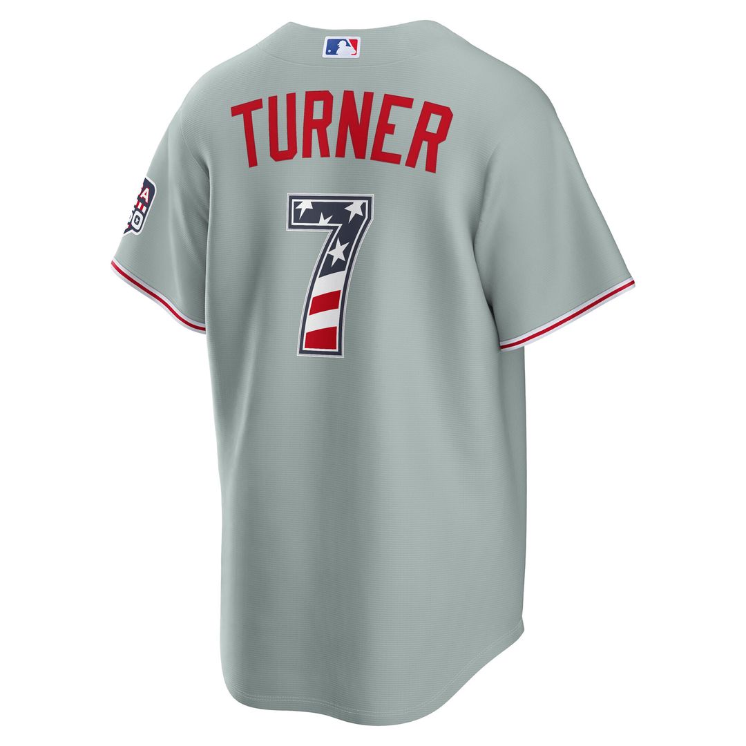 Philadelphia Phillies Trea Turner Nike USA 250 Fourth of July Road Stadium Jersey - Gray MLB Team Jersey Baseball Fan Apparel