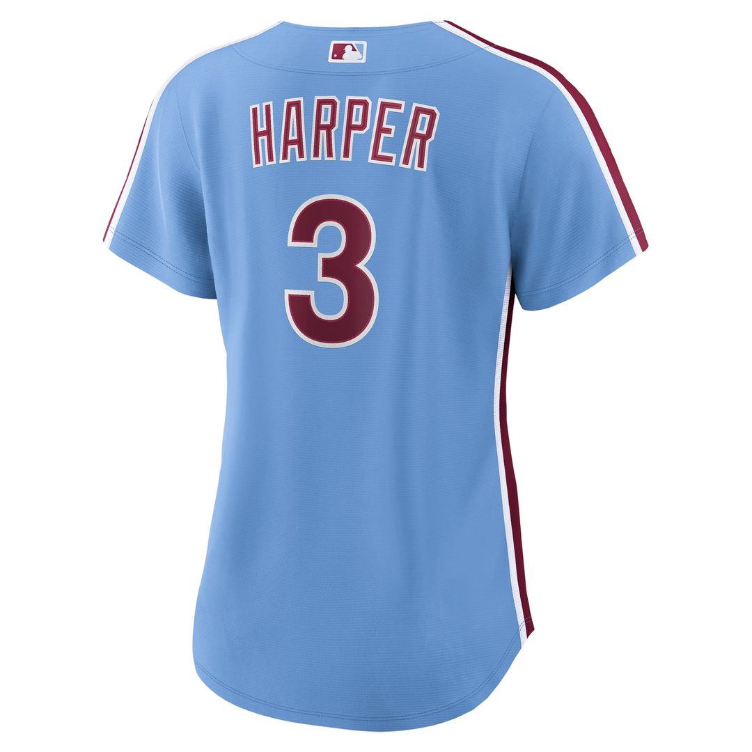 Philadelphia Phillies Bryce Harper Nike Women's Alternate Replica Jersey - Light Blue MLB Team Jersey Baseball Fan Apparel