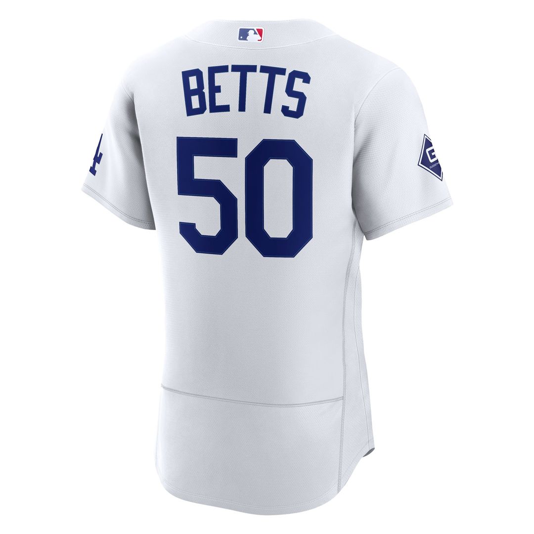Los Angeles Dodgers Mookie Betts Nike Home Authentic Sponsor Patch Jersey - White MLB Team Jersey Baseball Fan Apparel