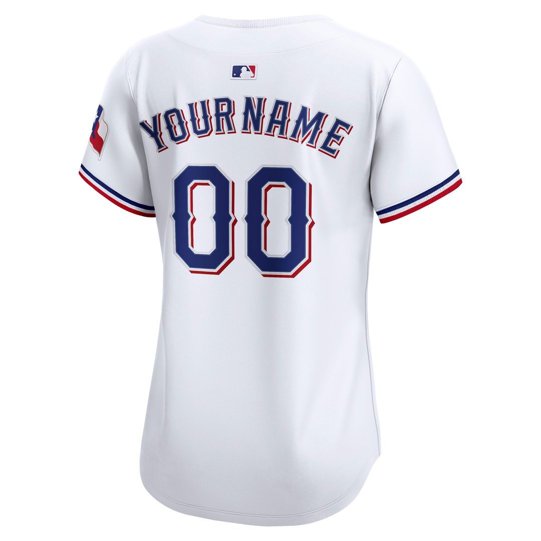 Texas Rangers Nike Women's Home Limited Custom Jersey - White MLB Team Jersey Baseball Fan Apparel