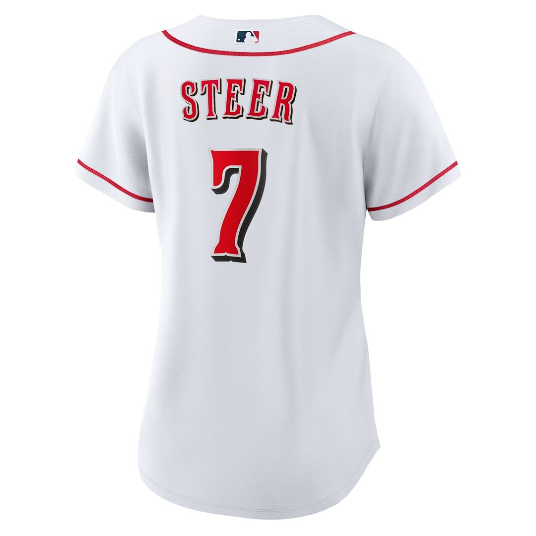 Cincinnati Reds Spencer Steer Nike Women's Home Replica Jersey - White MLB Team Jersey Baseball Fan Apparel