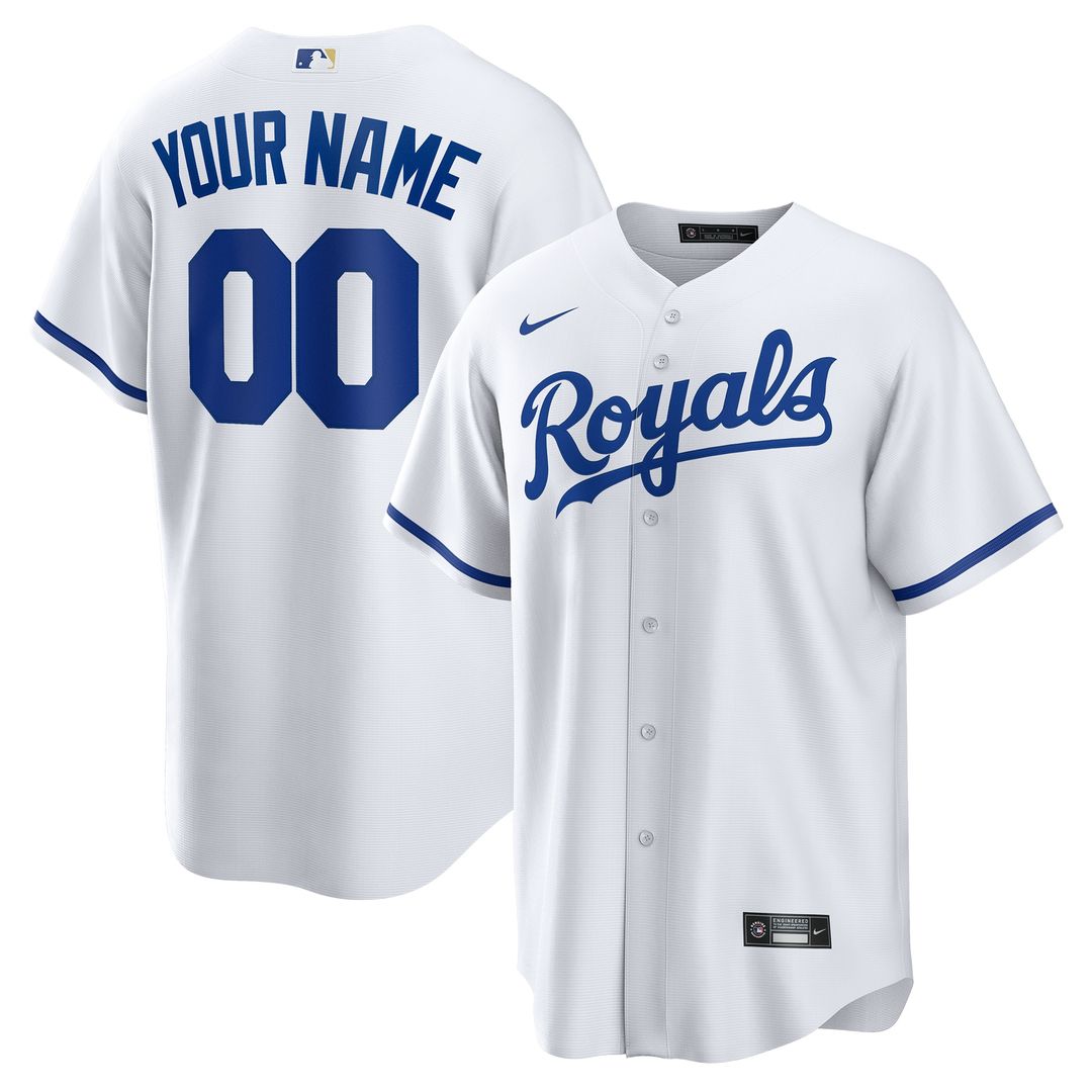 Kansas City Royals Nike Replica Custom Jersey - White MLB Team Jersey Baseball Fan Apparel