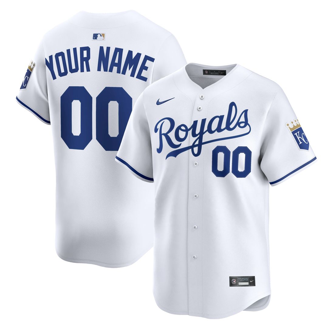 Kansas City Royals Nike Home Limited Custom Jersey - White MLB Team Jersey Baseball Fan Apparel