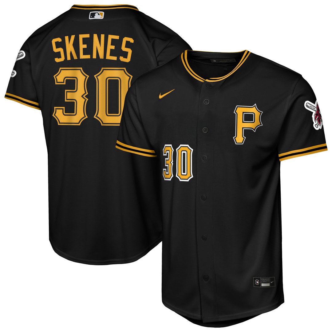 Pittsburgh Pirates Paul Skenes Nike Youth Alternate Stadium Jersey - Black MLB Team Jersey Baseball Fan Apparel
