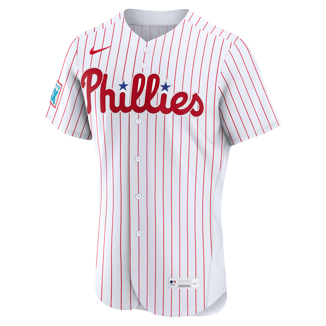 Philadelphia Phillies Bryce Harper Nike Home Authentic Sponsor Patch Jersey - White MLB Team Jersey Baseball Fan Apparel