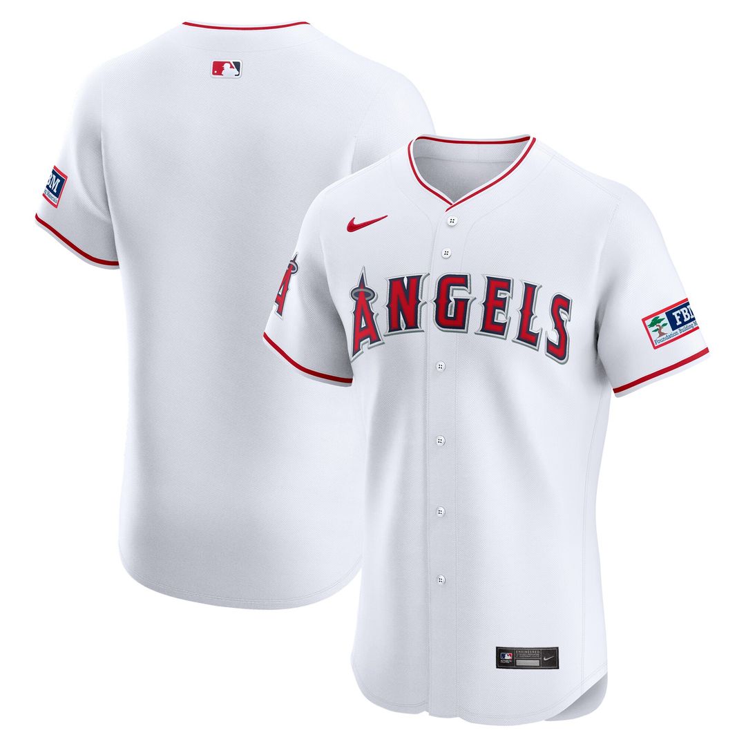 Los Angeles Angels Nike Home Elite Patch Jersey - White MLB Team Jersey Baseball Fan Apparel