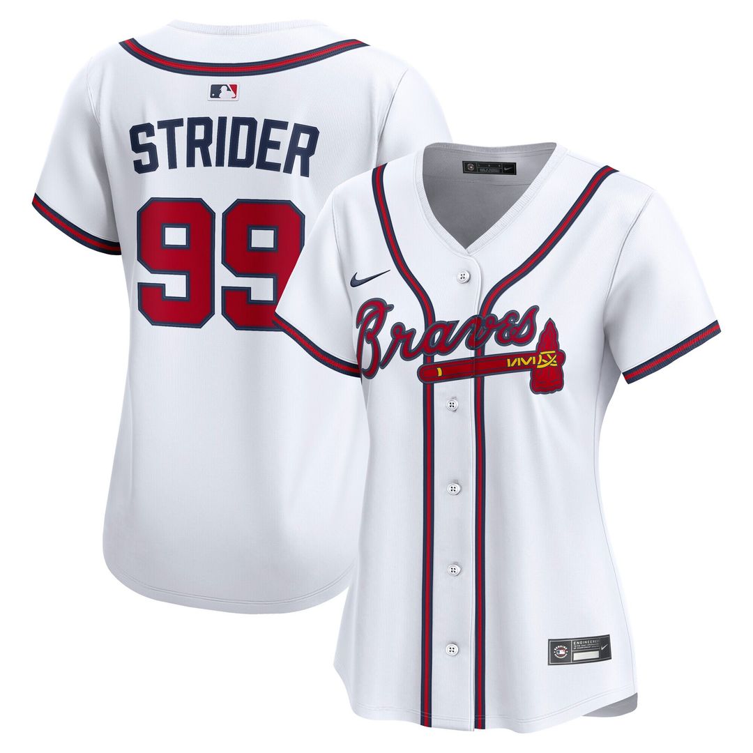 Atlanta Braves Spencer Strider Nike Women's Home Limited Player Jersey - White MLB Team Jersey Baseball Fan Apparel