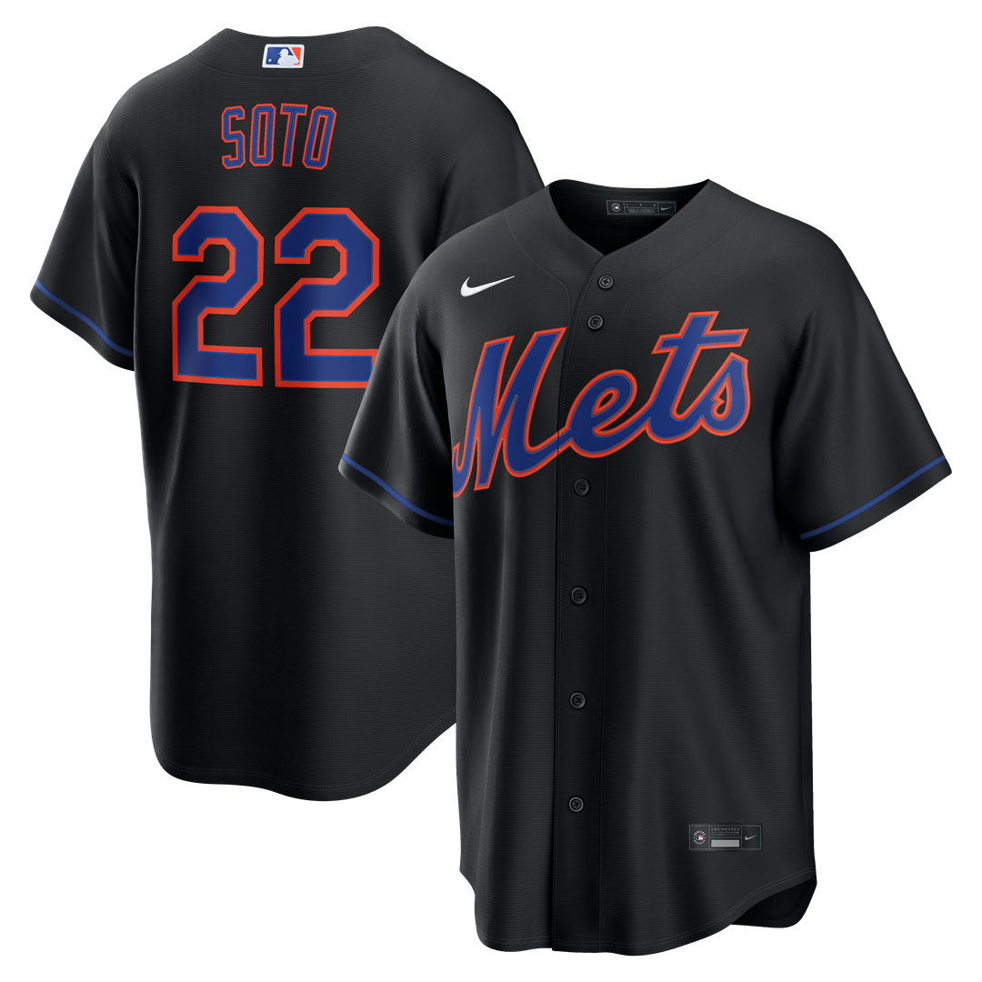 New York Mets Juan Soto Nike Alternate Replica Jersey - Black MLB Team Jersey Baseball Fan Apparel