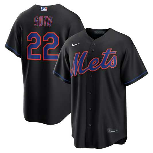 New York Mets Juan Soto Nike Alternate Replica Jersey - Black MLB Team Jersey Baseball Fan Apparel