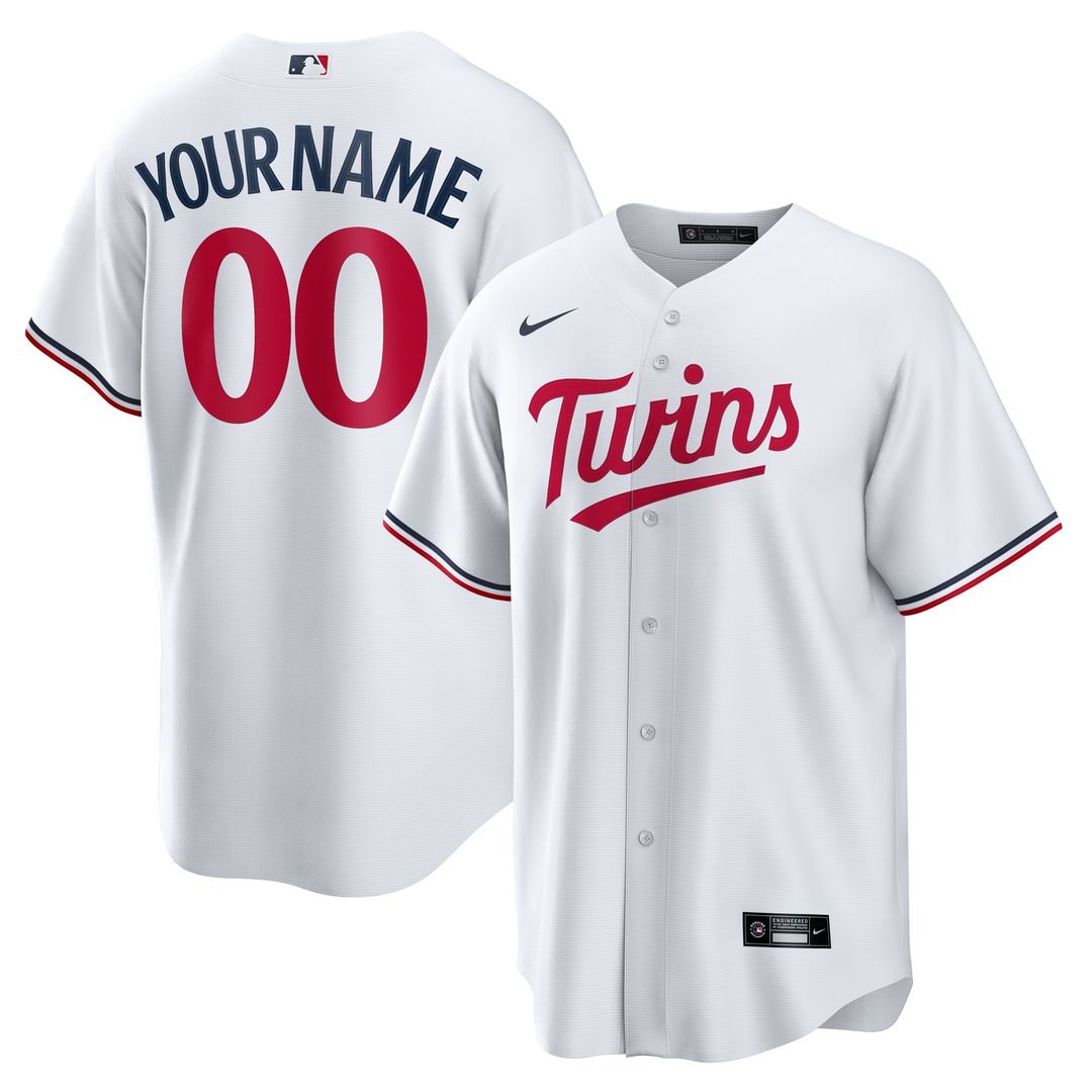 Minnesota Twins Nike Home Replica Custom Jersey - White MLB Team Jersey Baseball Fan Apparel