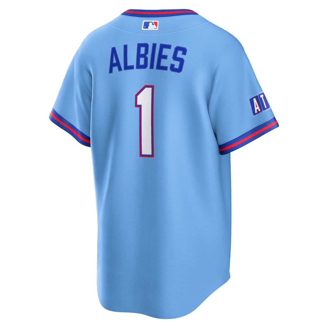 Atlanta Braves Ozzie Albies Nike 2026 City Connect Stadium Jersey - Powder Blue MLB Team Jersey Baseball Fan Apparel