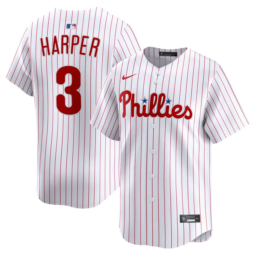Philadelphia Phillies Bryce Harper Nike Home Limited Player Jersey - White MLB Team Jersey Baseball Fan Apparel