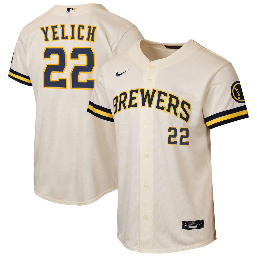 Milwaukee Brewers Christian Yelich Nike Youth Home Stadium Jersey - Cream MLB Team Jersey Baseball Fan Apparel