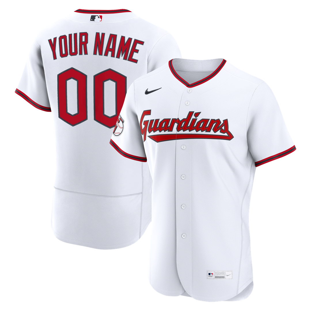 Cleveland Guardians Nike Home Authentic Custom Jersey - White MLB Team Jersey Baseball Fan Apparel