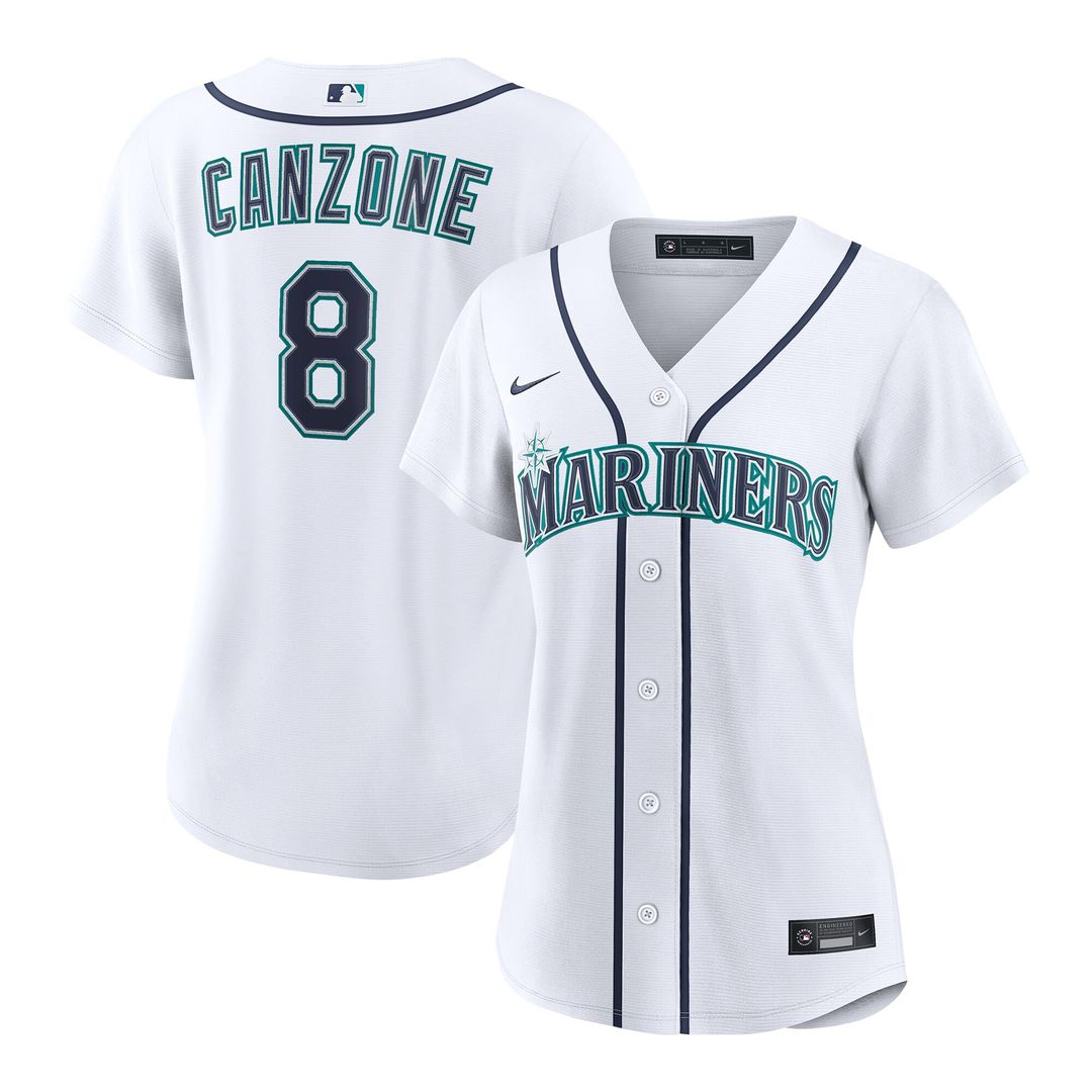 Seattle Mariners Dominic Canzone Nike Women's Home Replica Jersey - White MLB Team Jersey Baseball Fan Apparel