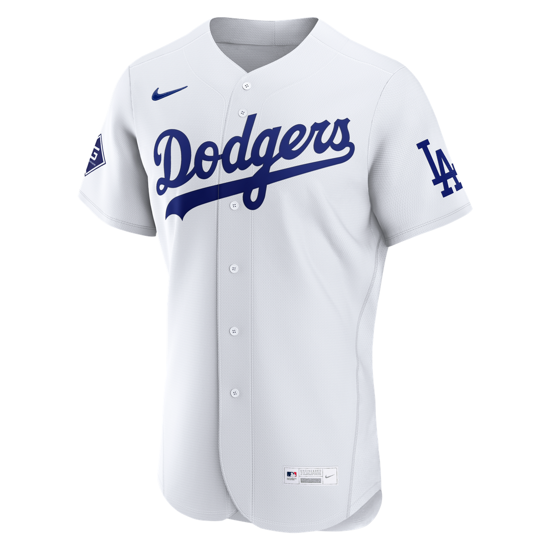 Los Angeles Dodgers Nike Home Sponsor Patch Authentic Jersey - White MLB Team Jersey Baseball Fan Apparel
