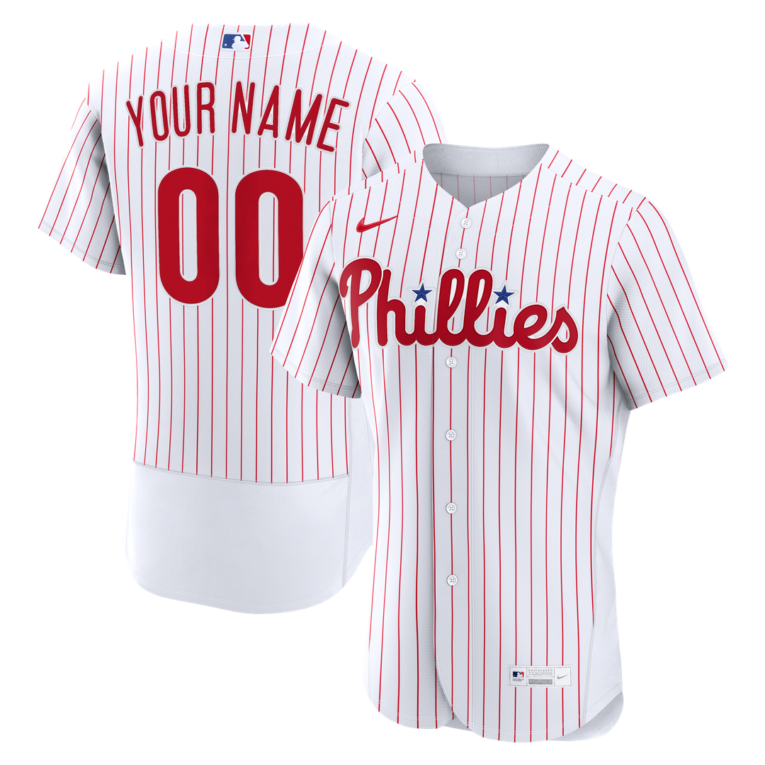 Philadelphia Phillies Nike Home Authentic Custom Jersey - White MLB Team Jersey Baseball Fan Apparel