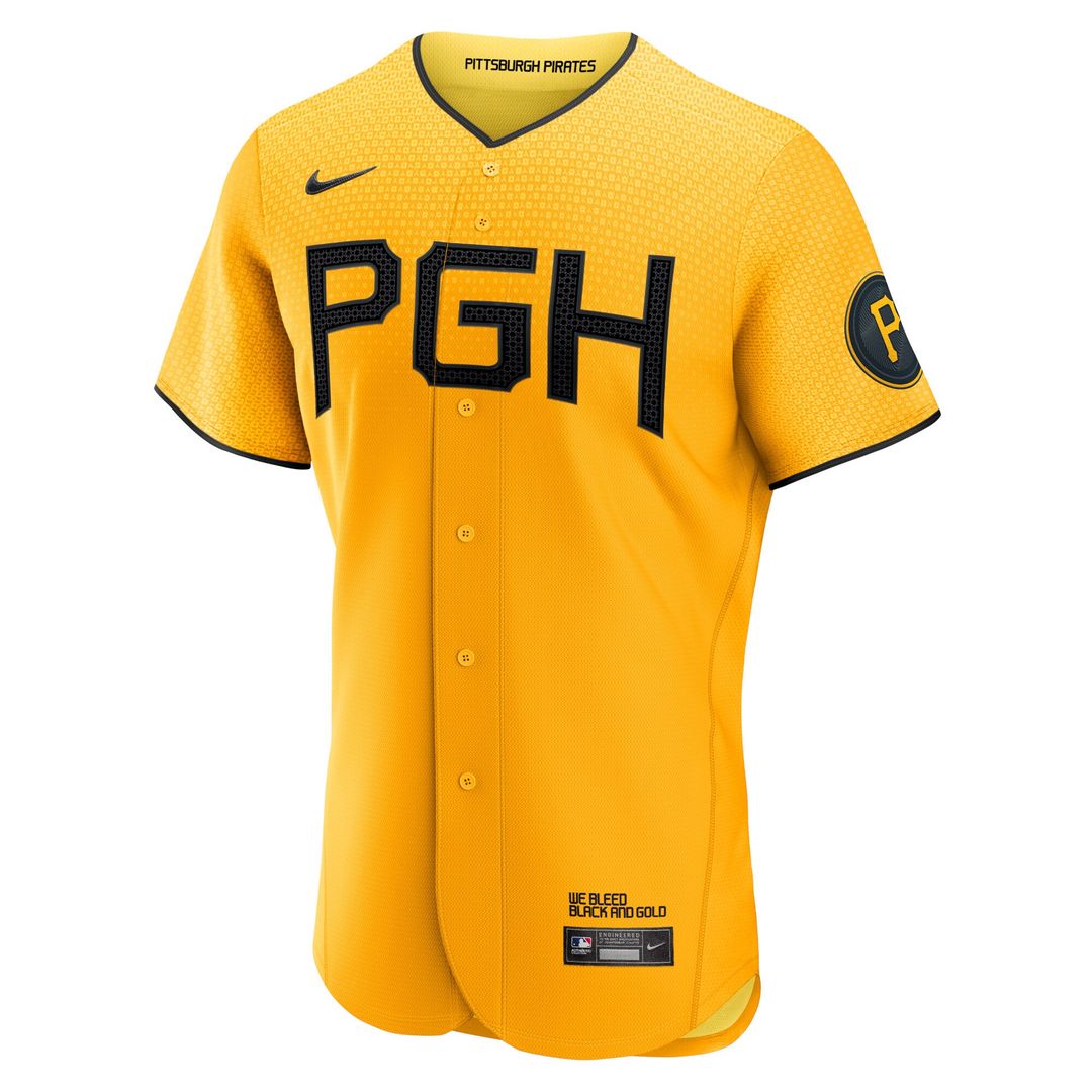Pittsburgh Pirates Roberto Clemente Nike City Connect Authentic Player Jersey - Gold MLB Team Jersey Baseball Fan Apparel